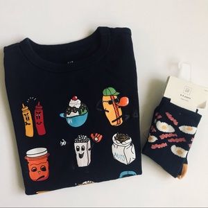 Gap Toddler Set Shirt + Socks Bacon Eggs Hot Dog
